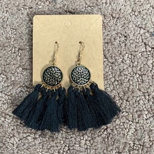 Black Statement tassle earrings